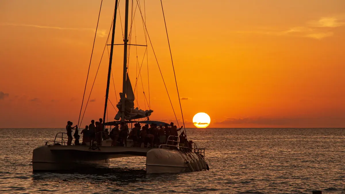 Sunset cruise aboard the Seacret Catamaran in El Nido